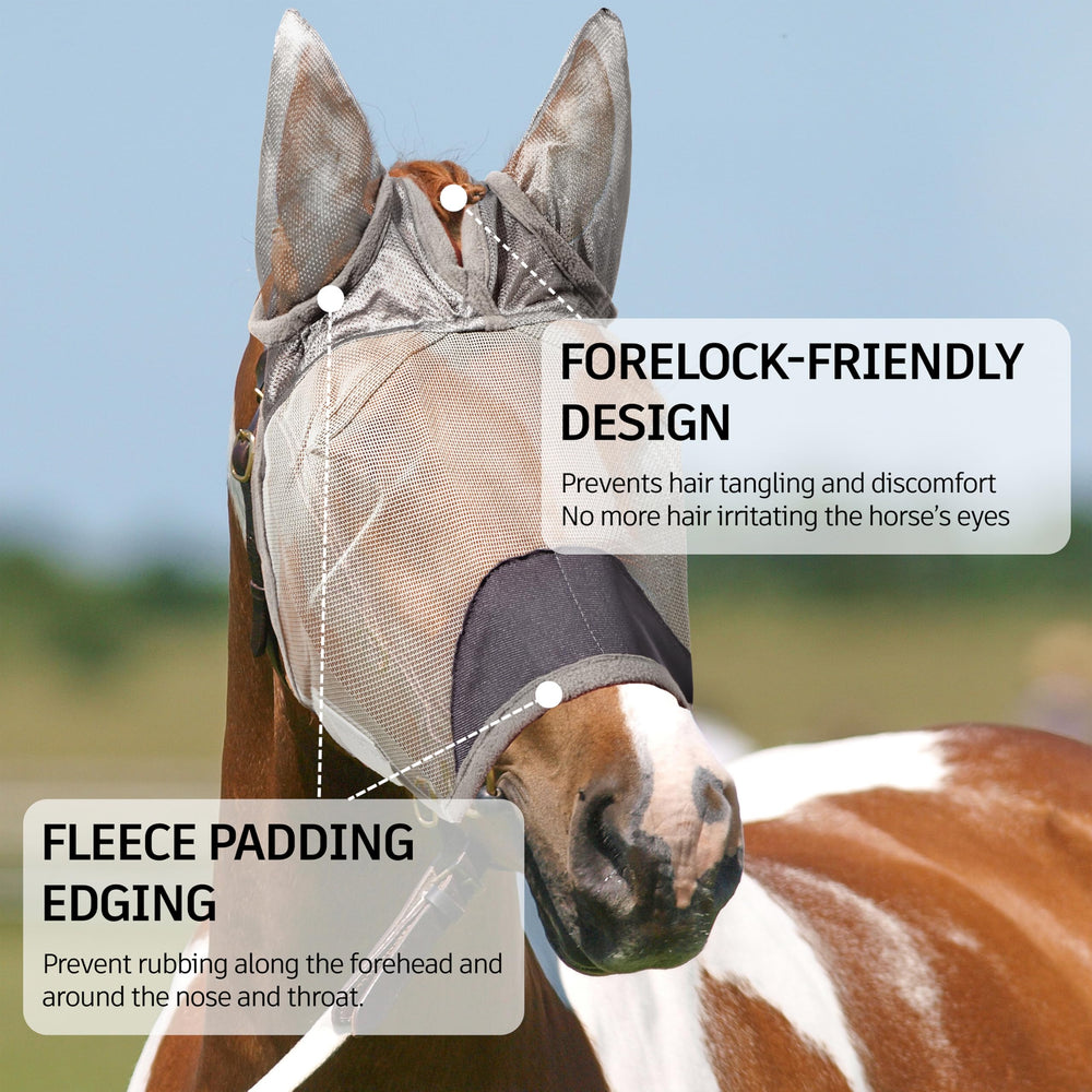 Animal-Gifts horse fly mask gray XS easy-clean close-up surface