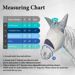 Animal-Gifts horse fly mask gray XS wide coverage over eyes and ears