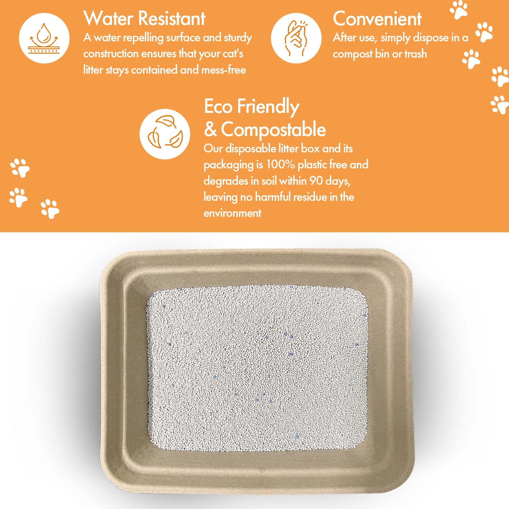 Animaru disposable litter box brown large compostable label communicates eco friendly design