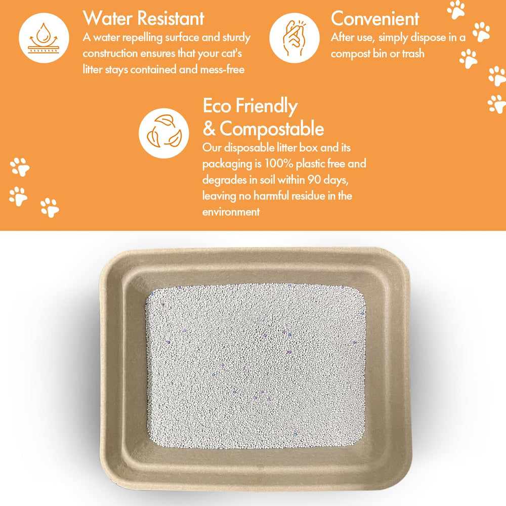 Animaru disposable litter box brown large compostable label communicates eco friendly design