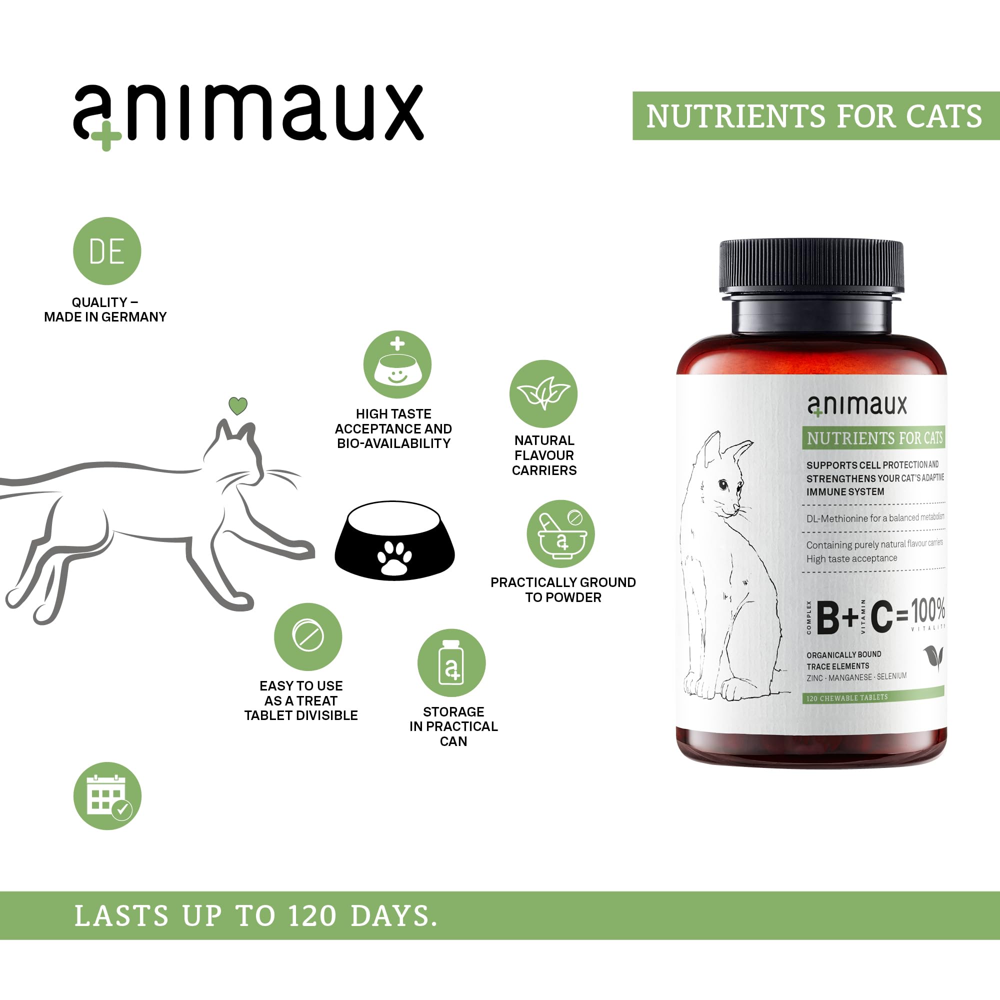animaux nutrients for cats immune support: supports immune health with essential vitamins