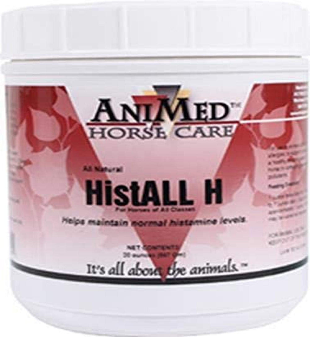 ANIMED Histall-H powder tub front suggests natural respiratory support for seasonal irritants.