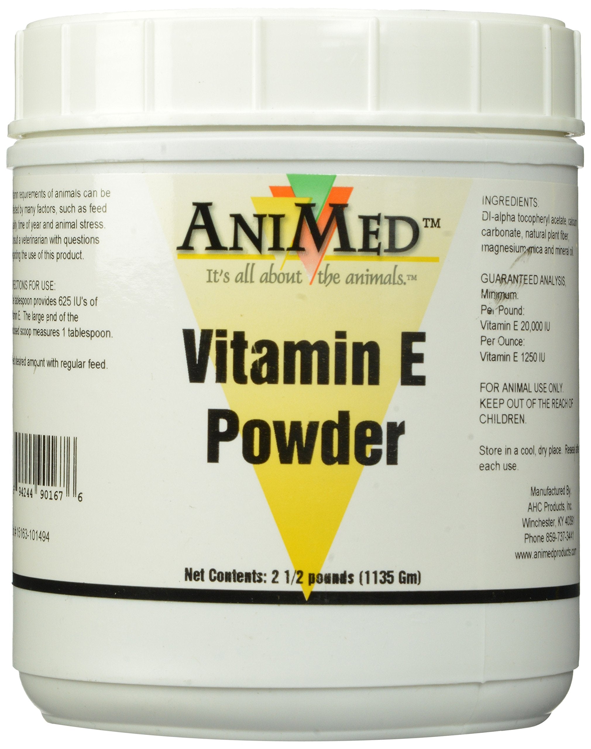 ANIMED Vitamin E Powder bottle ready for daily horse supplementation.