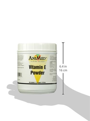 ANIMED Vitamin E Powder on a calm fed horse during mealtime.