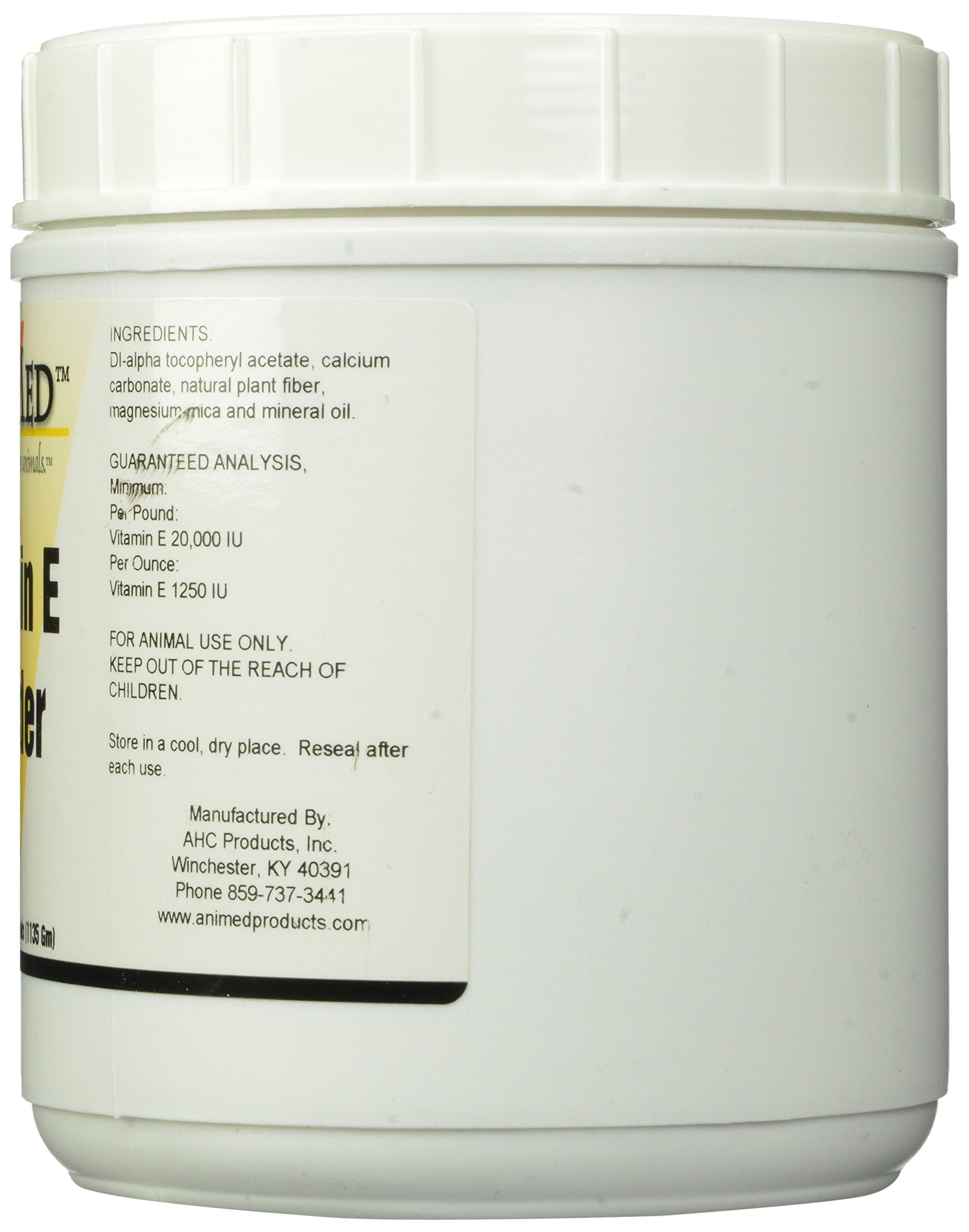 ANIMED Vitamin E Powder scoop included for easy dosing on feed.