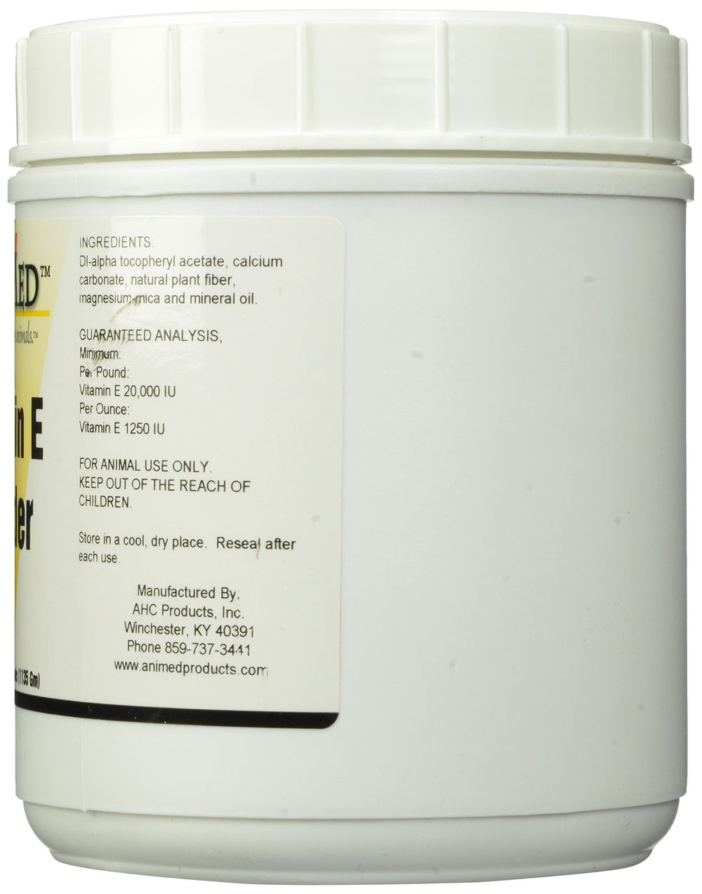 ANIMED Vitamin E Powder scoop included for easy dosing on feed.