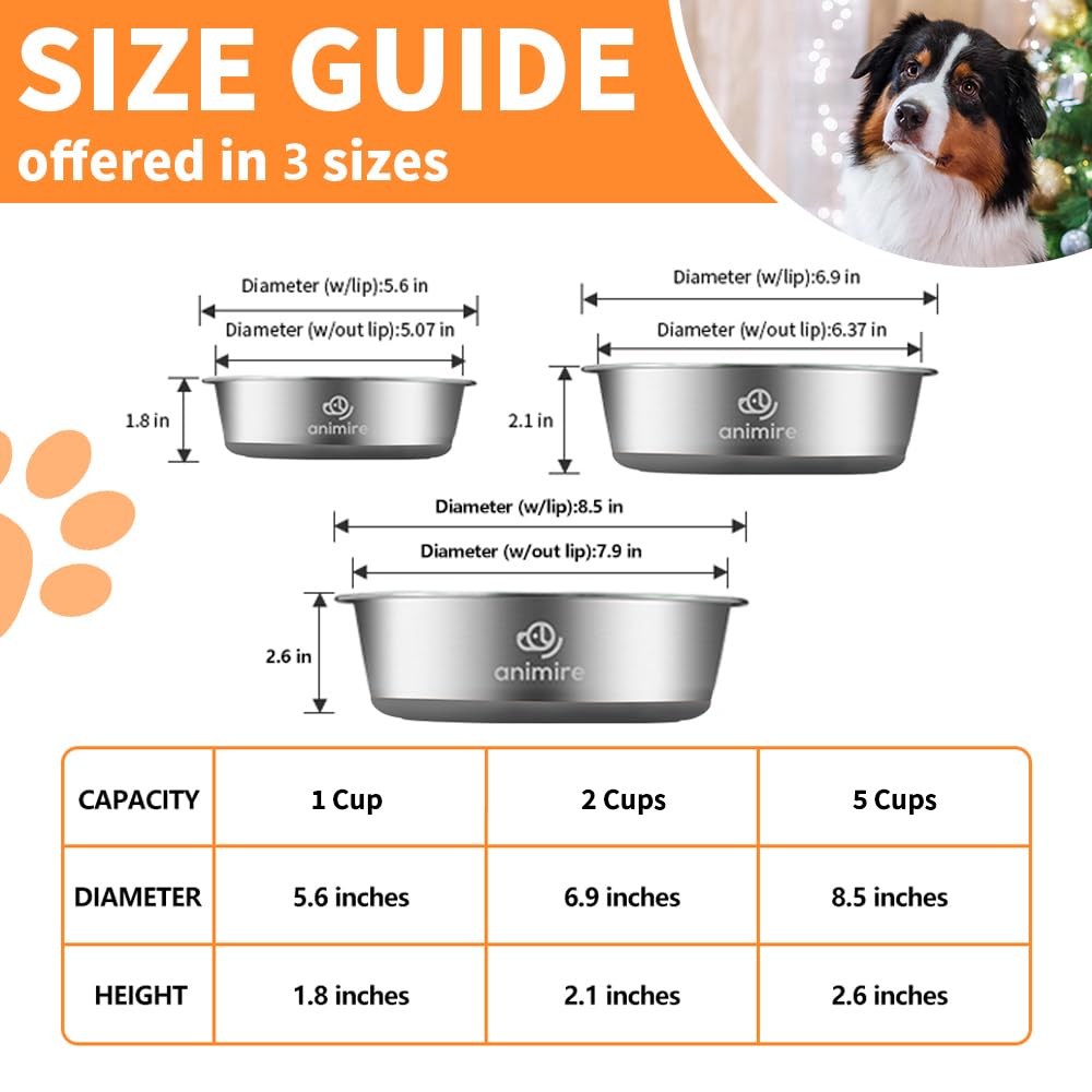 Animire dishwasher-safe metal dog bowl—easy cleaning after meals