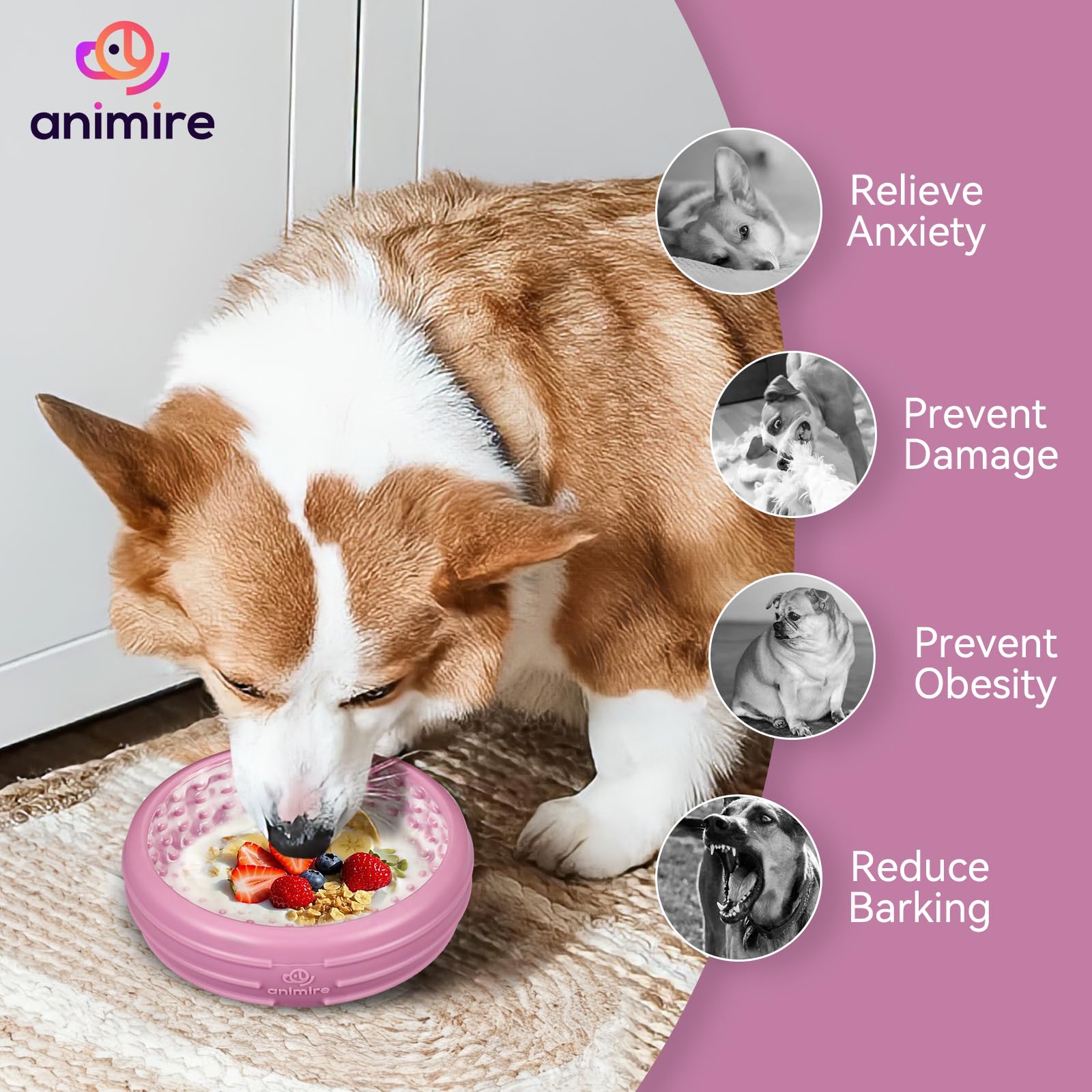Animire anti-spill raised edges help keep baths and grooming mess-free
