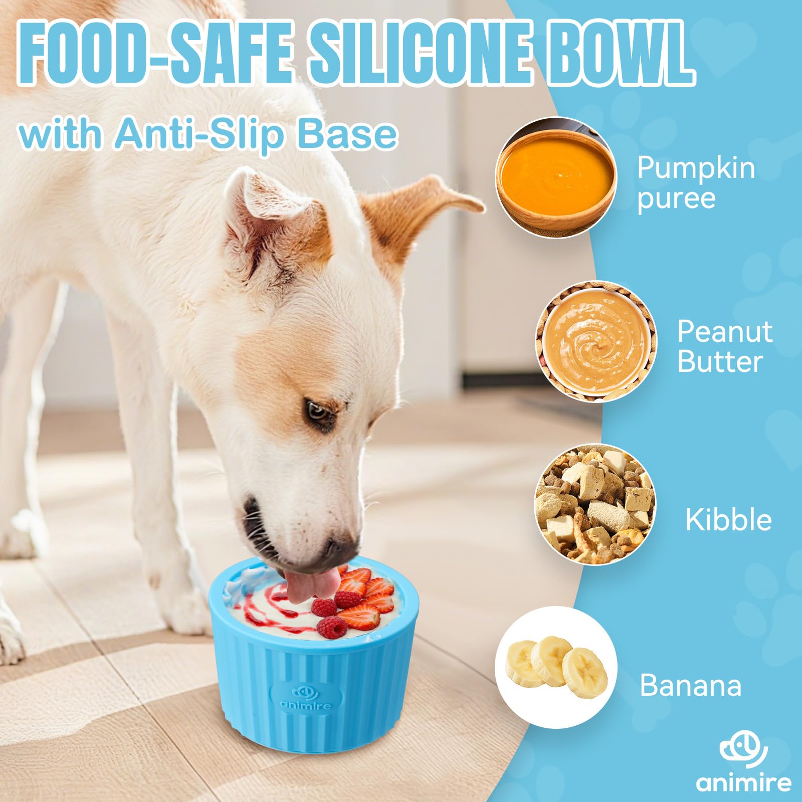 Animire dog lick bowl in dishwasher-safe context highlights simple cleaning and sanitation.