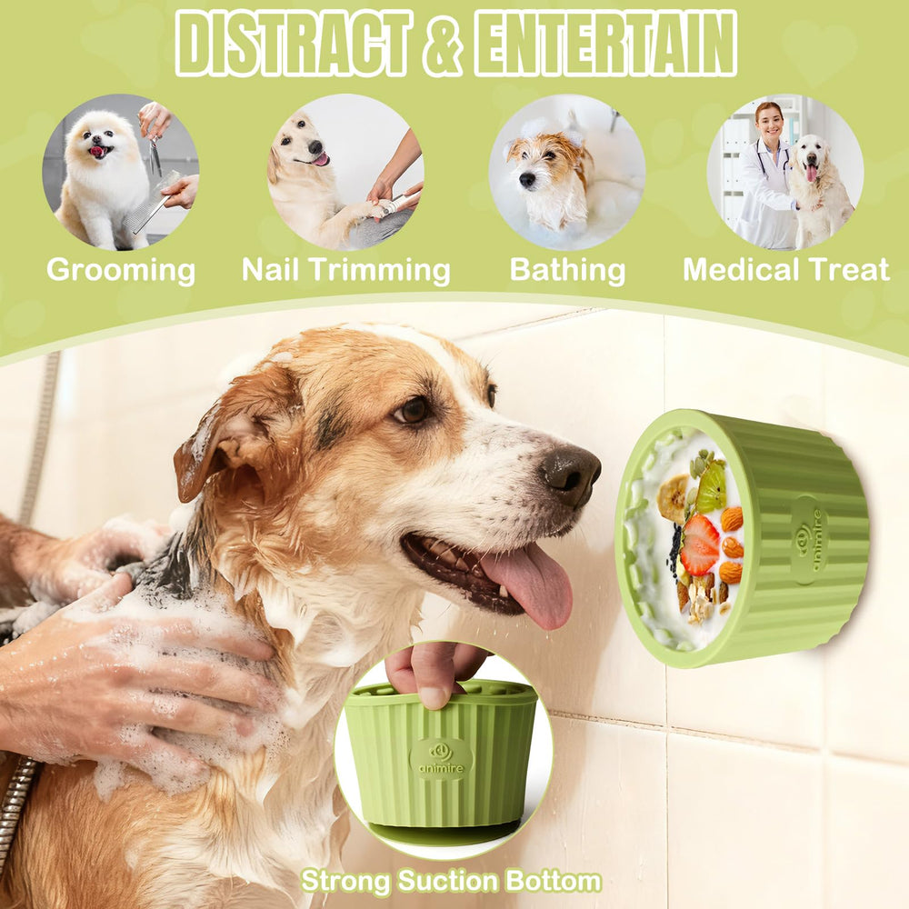 Animire dog lick bowl shows frozen treats for extended playtime.