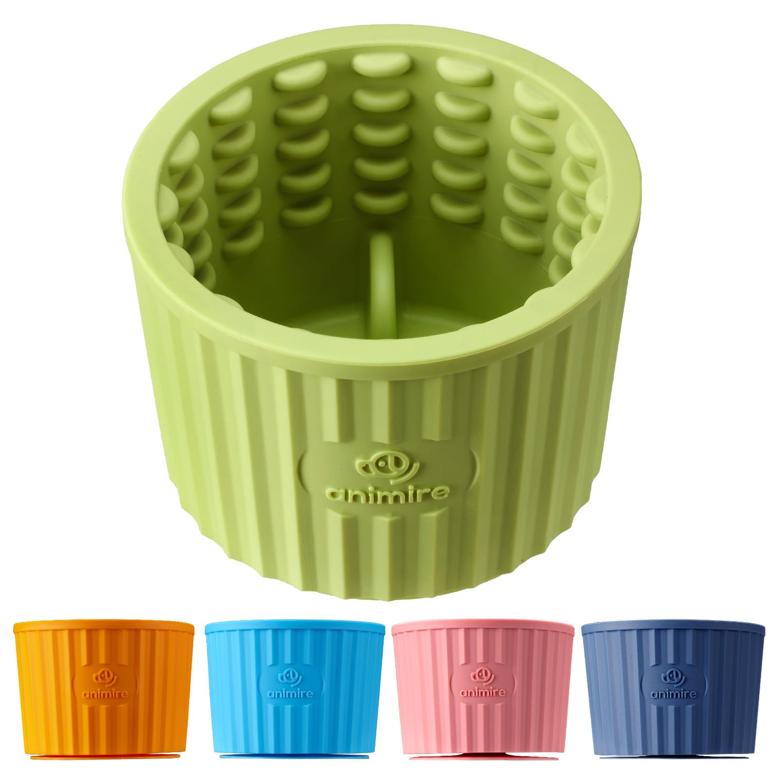 Animire dog lick bowl green close-up for enrichment and calm licking.