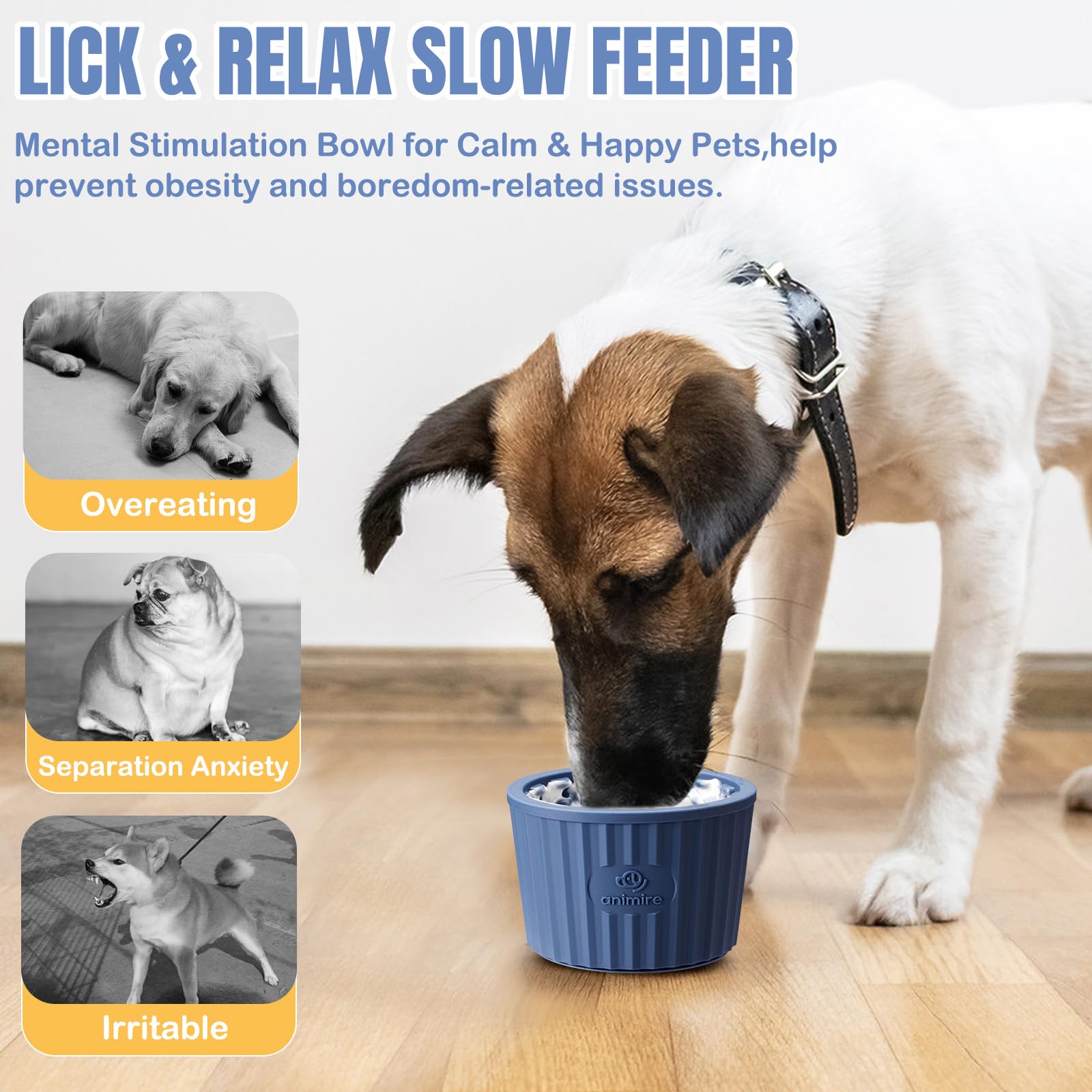 Animire Dog Lick Bowl in freezer showing treat-freeze enrichment and extended play.