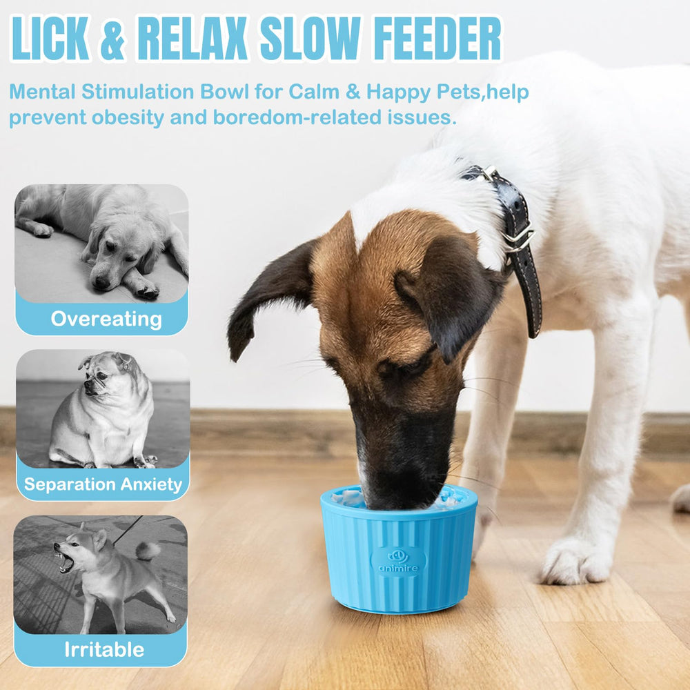 Animire dog lick bowl is microwave, dishwasher, and freezer safe for easy care.