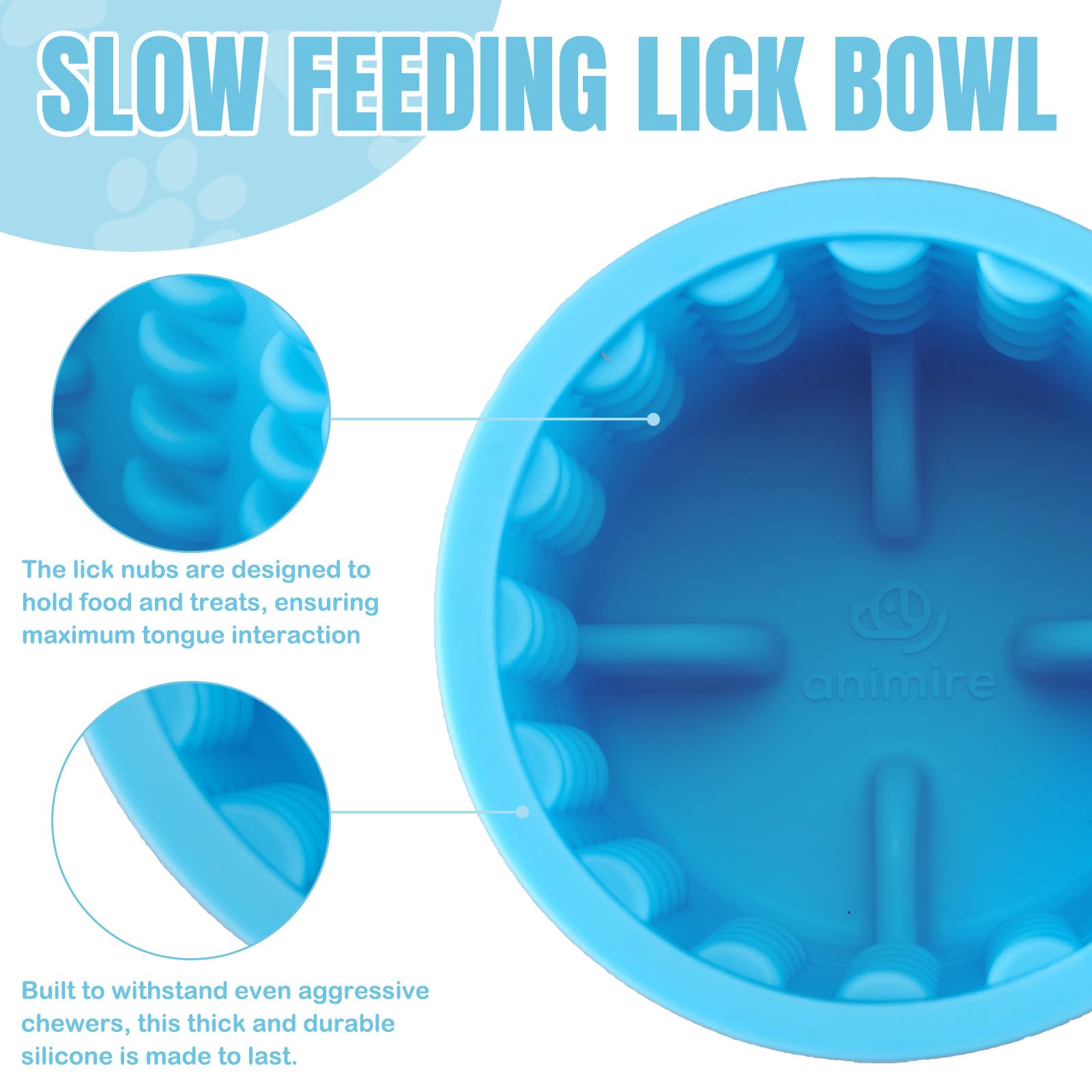 Animire dog lick bowl microwave-safe feature shown for quick easy warming of treats.