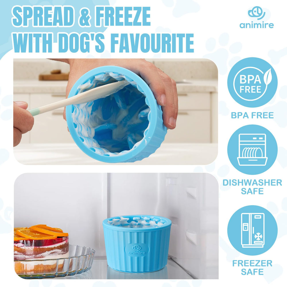 Animire dog lick bowl non-slip base ensures steady dining during gusts of excitement.