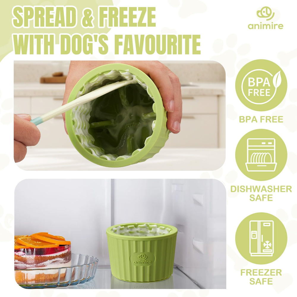 Animire dog lick bowl supports varied foods for enrichment.