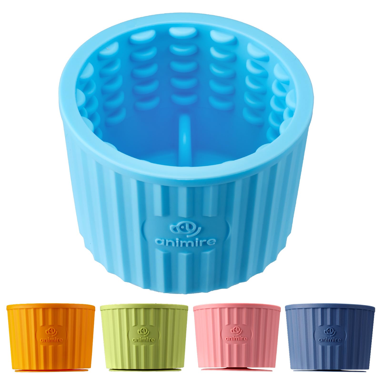 Animire dog lick bowl close-up with textured ridges promotes engaging, healthier chewing.