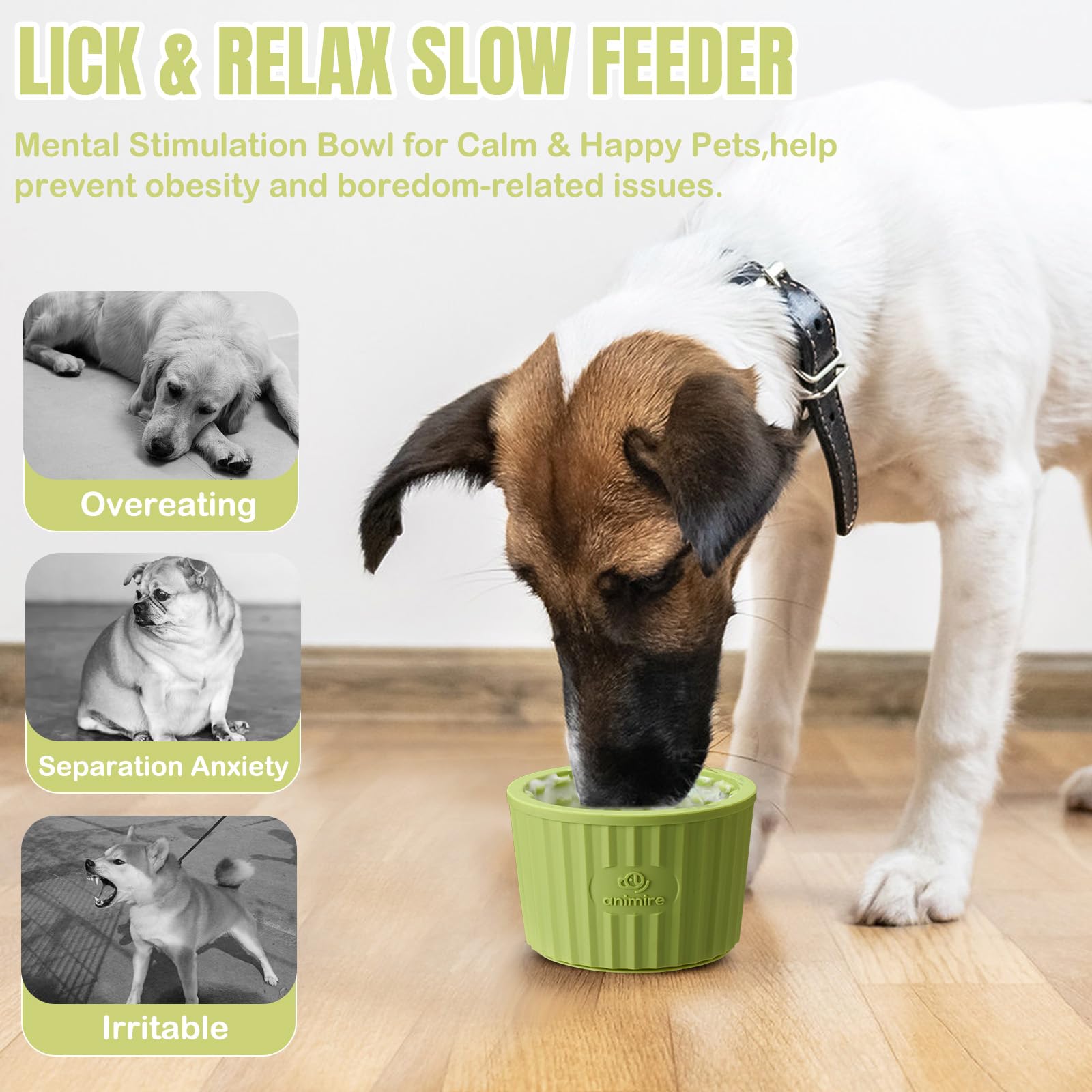 Animire lick bowl supports varied ingredients like cheese or berries.
