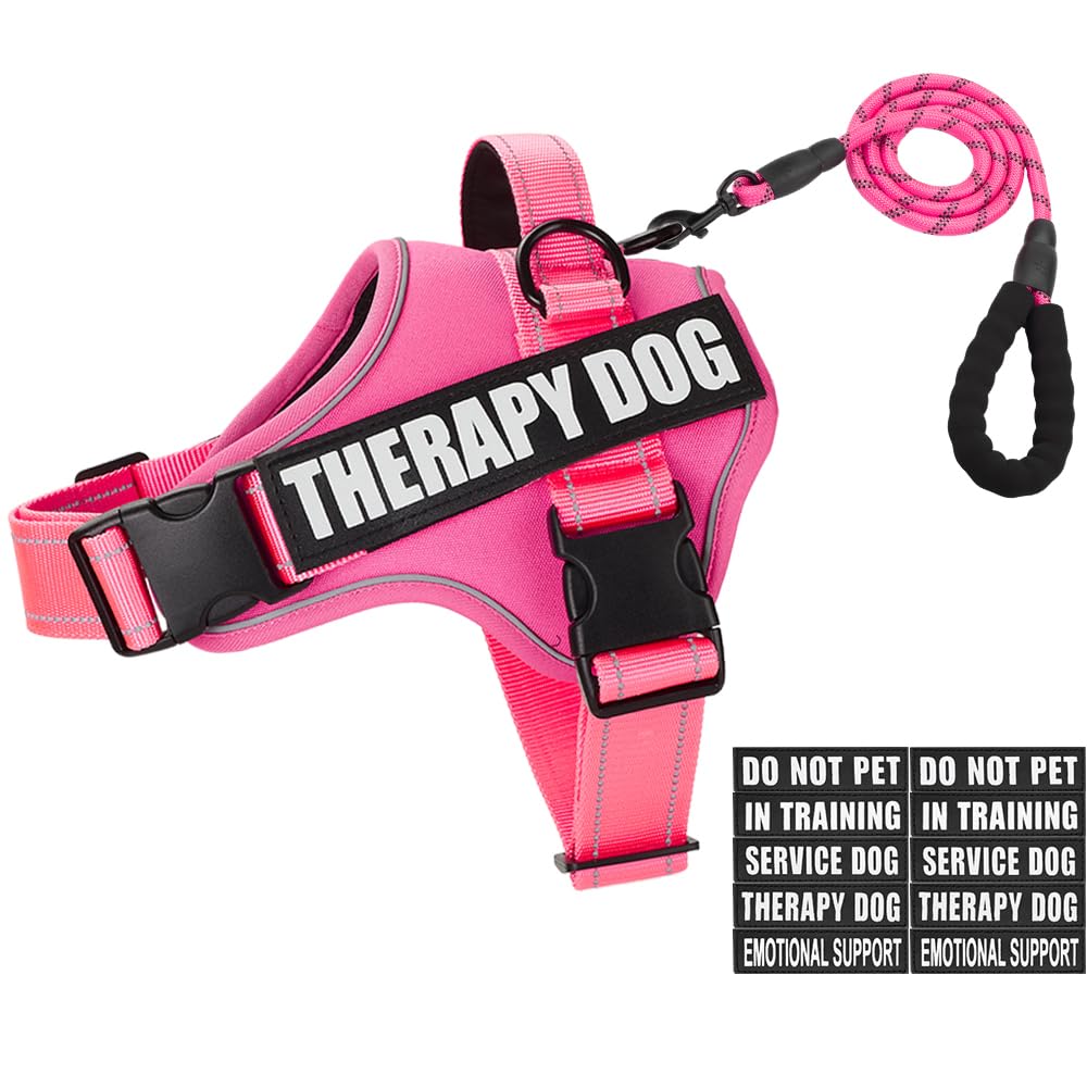 Animire dog vest harness hot pink; breathable padding for daily wear.