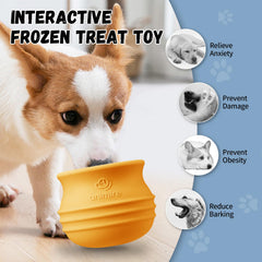 Animire freeze-treat ball provides a cool, long-lasting licking session for anxious chewers.