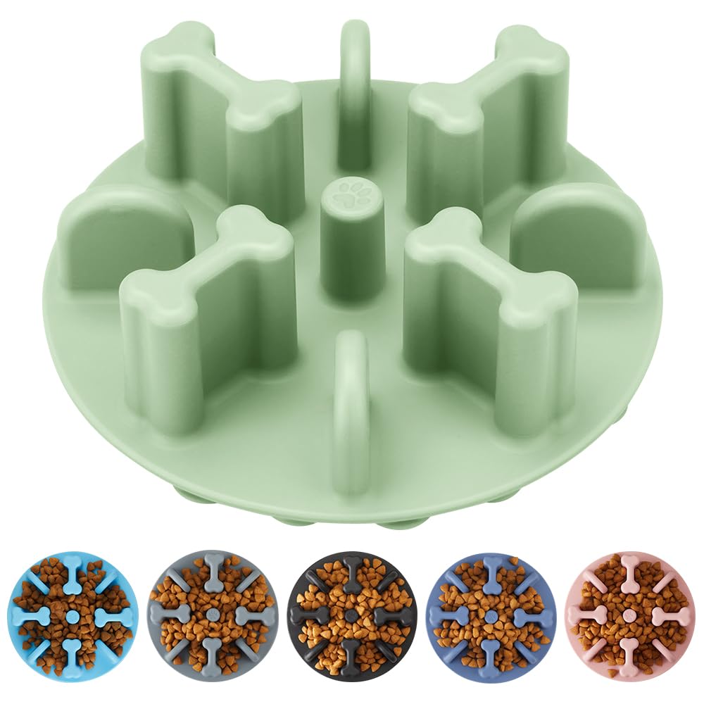 Animire soft silicone anti-choking puzzle insert sits in bowls to slow feeding.