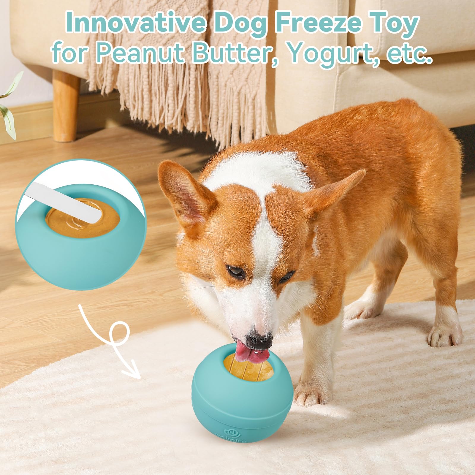 Animire freezable toy inside view with stuffing cavity for treat-based engagement.