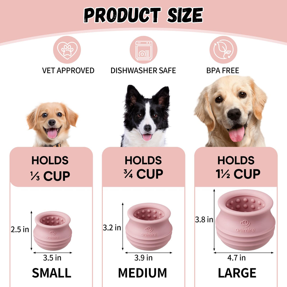Animire Treat Dispensing Dog Toy pink BPA-free silicone ensures safe chewing and easy cleaning.