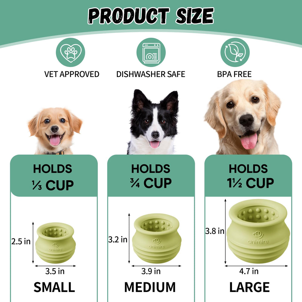 Animire treat-dispensing dog toy textured-surface promotes saliva flow and breath-freshening during fun.