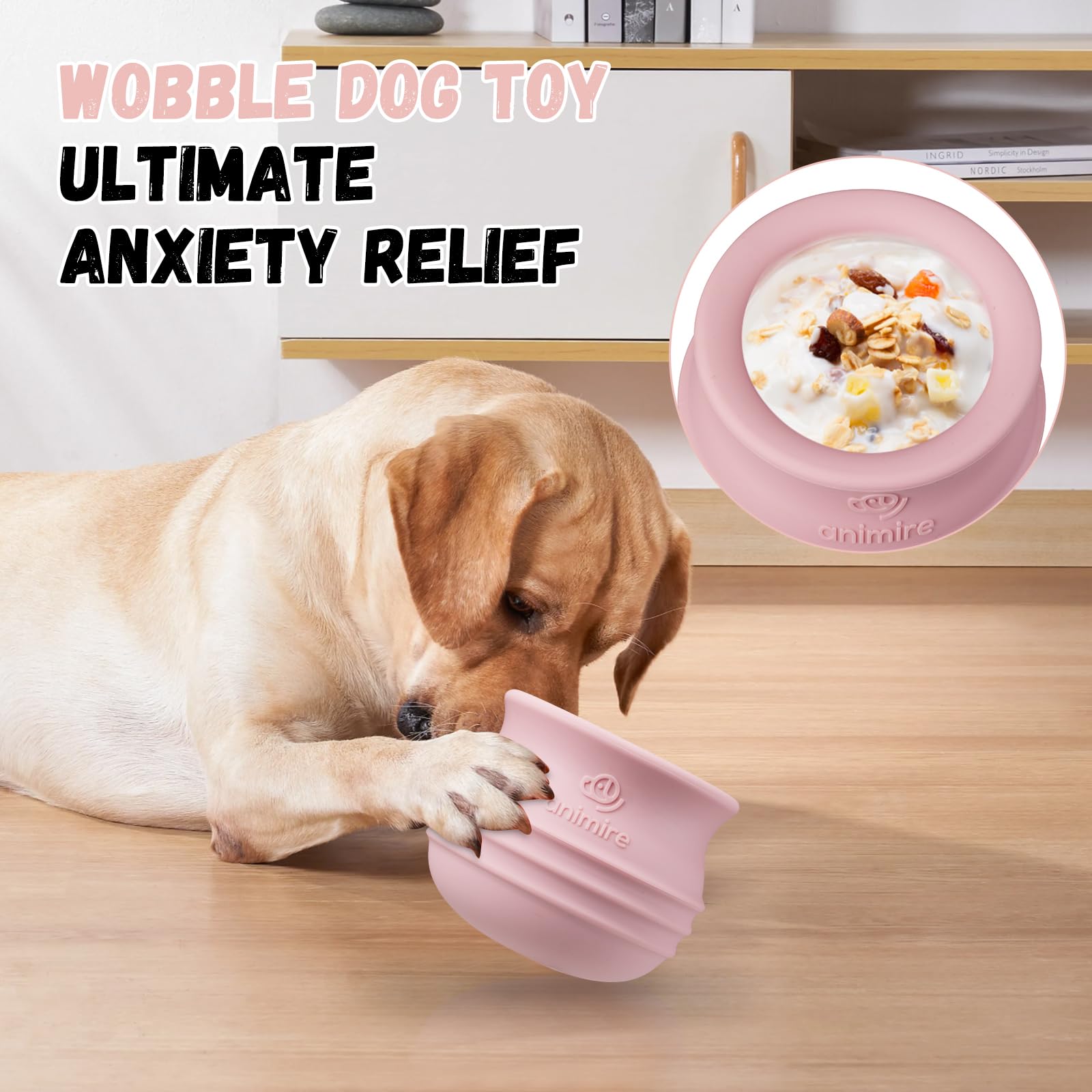 Animire Treat Dispensing Dog Toy pink freeze-treats design delivers cool, longer-lasting licking sessions.