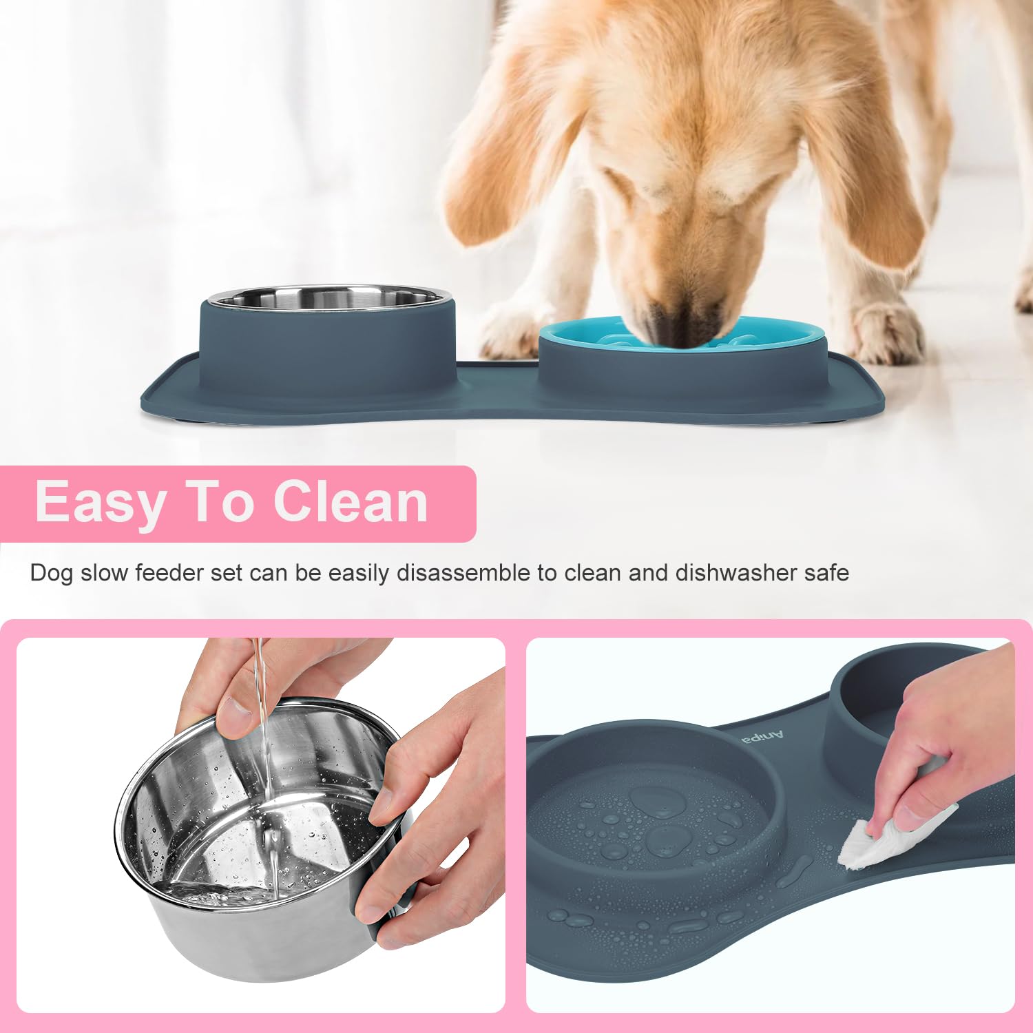 Anipaw dishwasher-safe slow feeder simplifies post-meal cleanup.