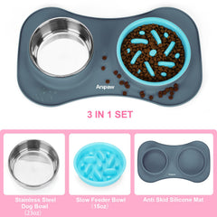Anipaw non-skid silicone mat keeps bowls steady and surfaces clean.
