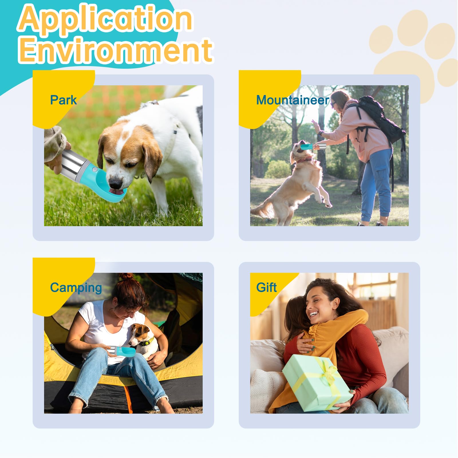 Anipaw portable dog water bottle built-in-bowl supports quick drinking for all sizes