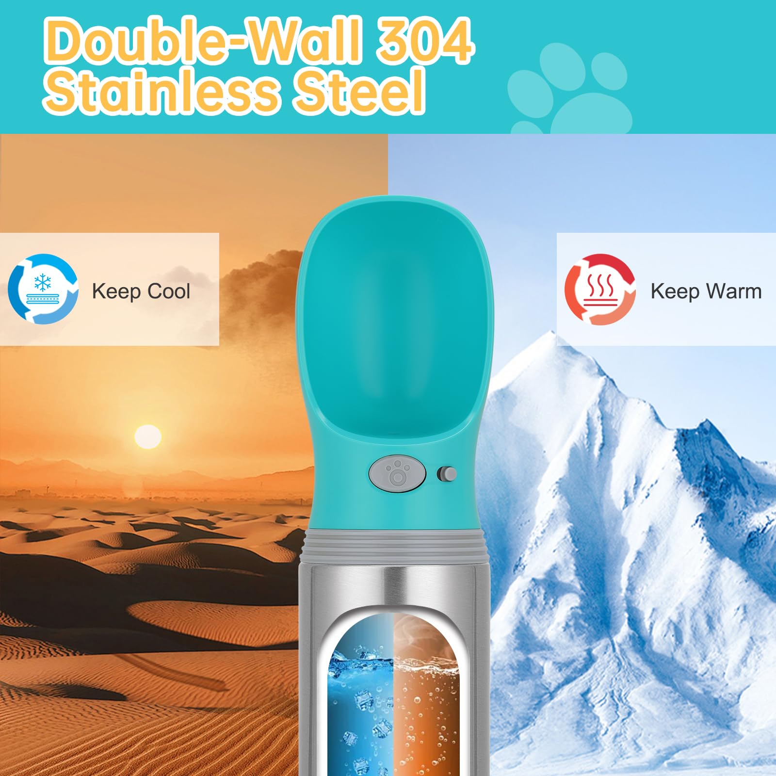 Anipaw portable dog water bottle stainless-steel emphasizes durable, safe hydration for outdoor adventures