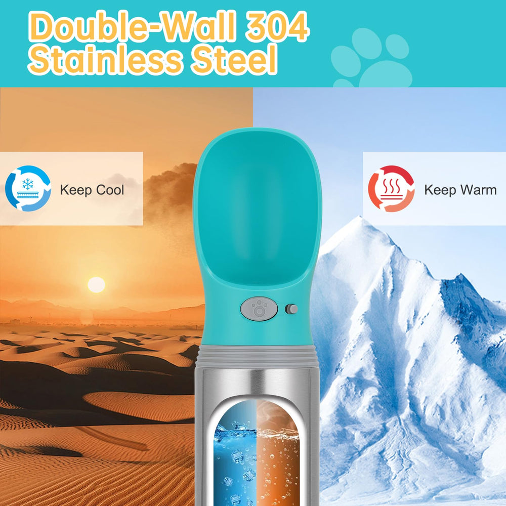 Anipaw portable dog water bottle stainless-steel emphasizes durable, safe hydration for outdoor adventures