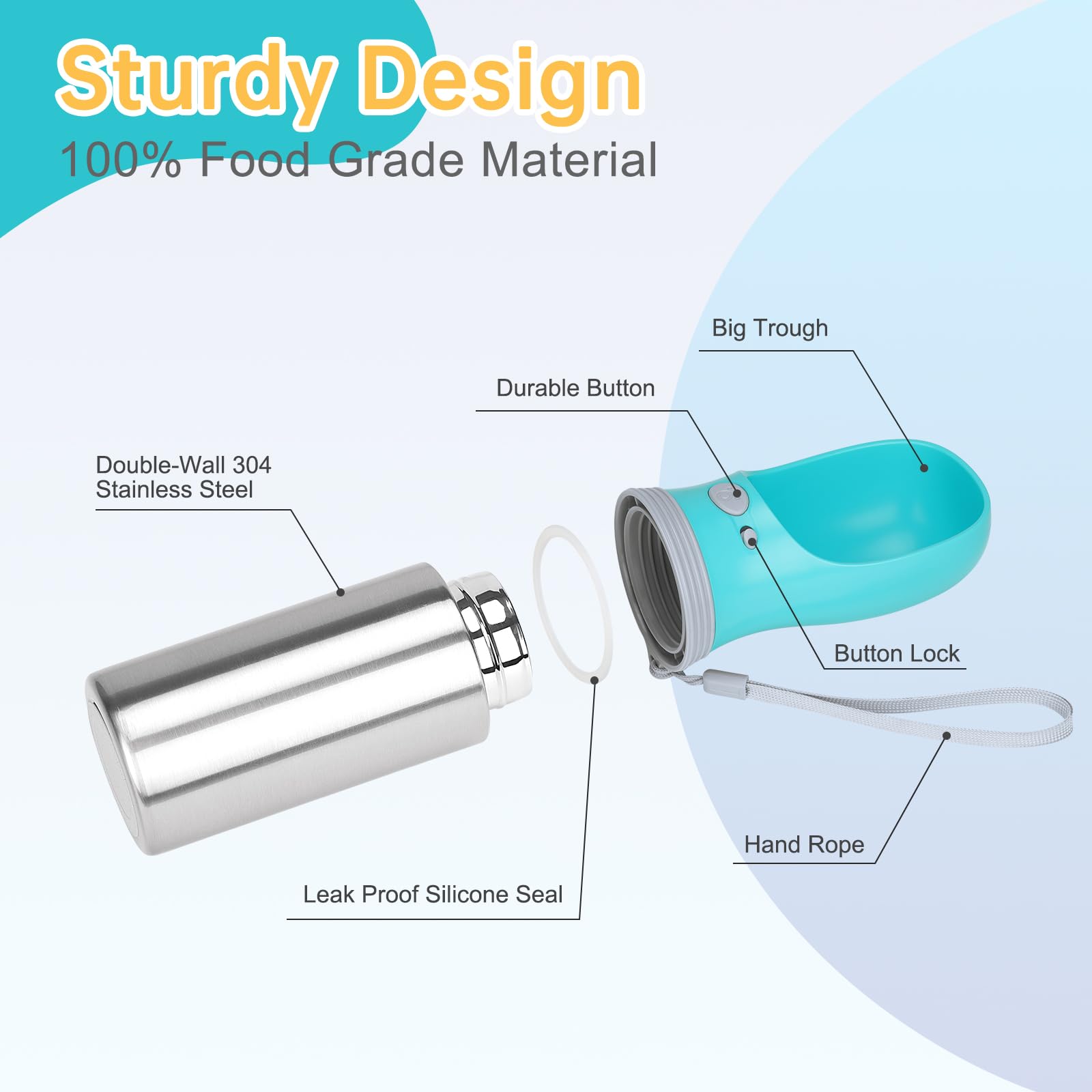 Anipaw portable dog water bottle water-dispense demonstrates one-handed use during travel