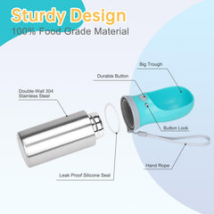 Anipaw portable dog water bottle water-dispense demonstrates one-handed use during travel
