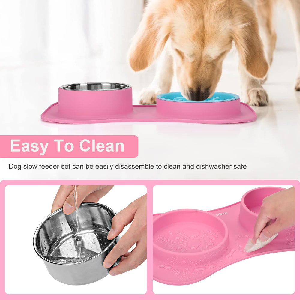 Anipaw slow feeder bowls dishwasher-safe design eases cleaning after meals.