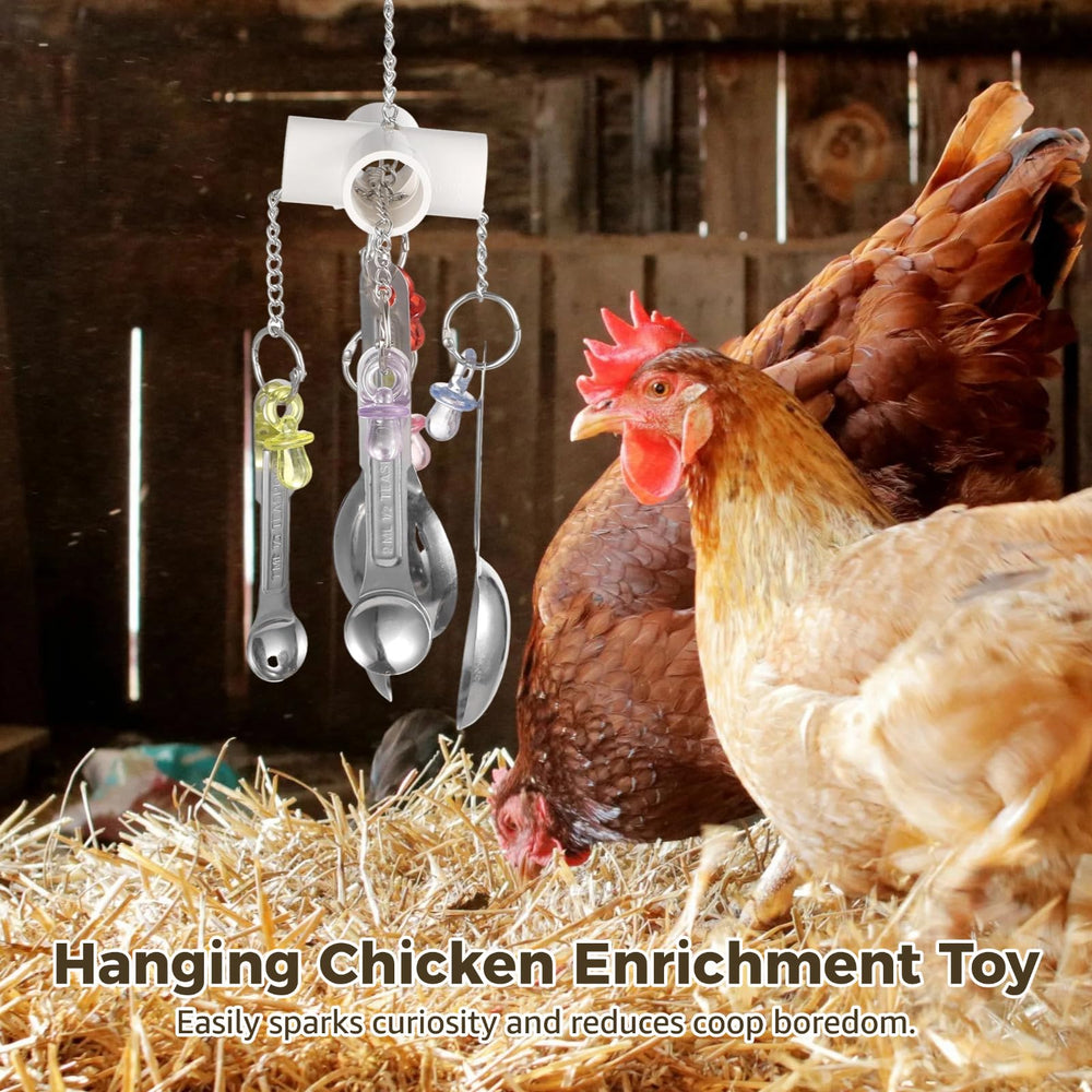 Anjetan hanging bird toy spoons closeup shows colorful accents and jingling
