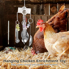Anjetan hanging bird toy spoons closeup shows colorful accents and jingling