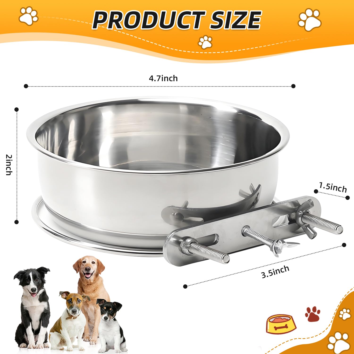Ankeizzy kennel-water-bowl-mount on a cage supports adjustable height for comfortable drinking