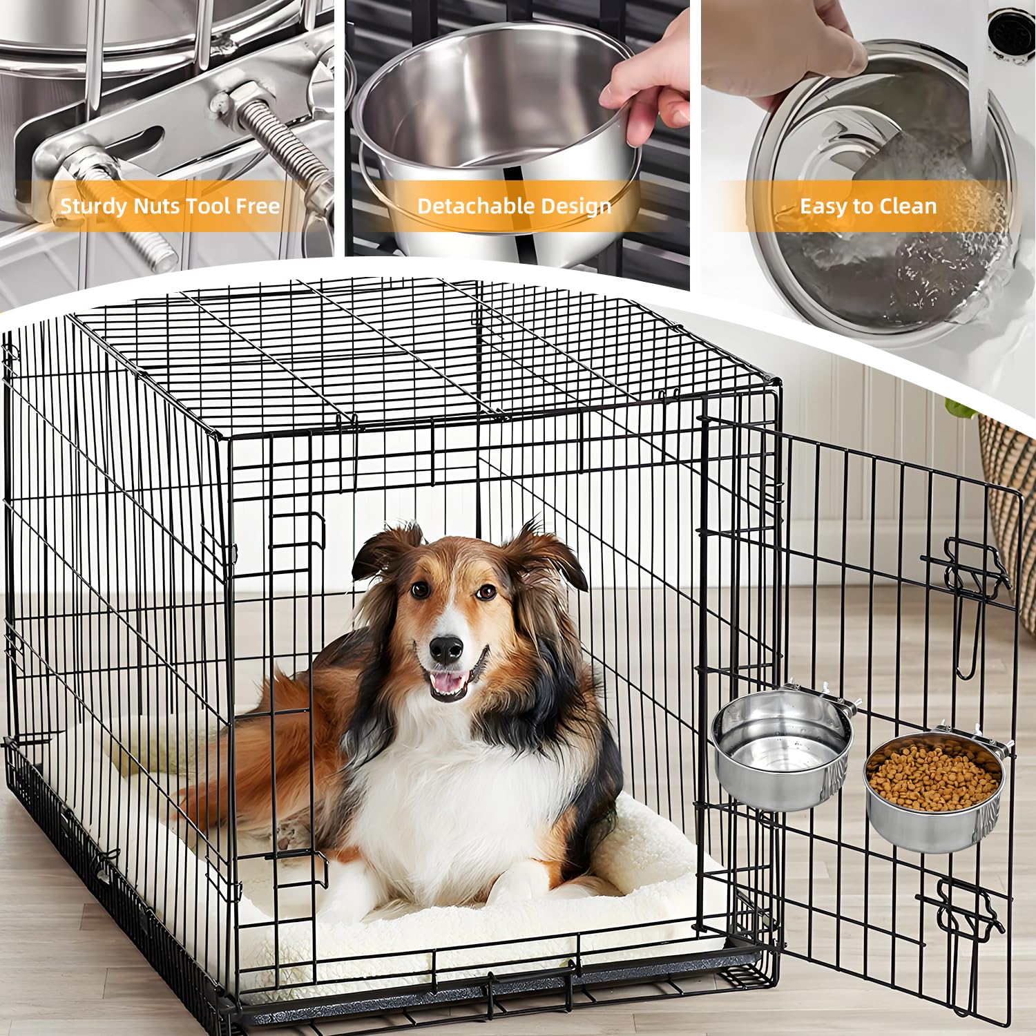 Ankeizzy no-spill-dog-crate-bowl prevents mess during movement