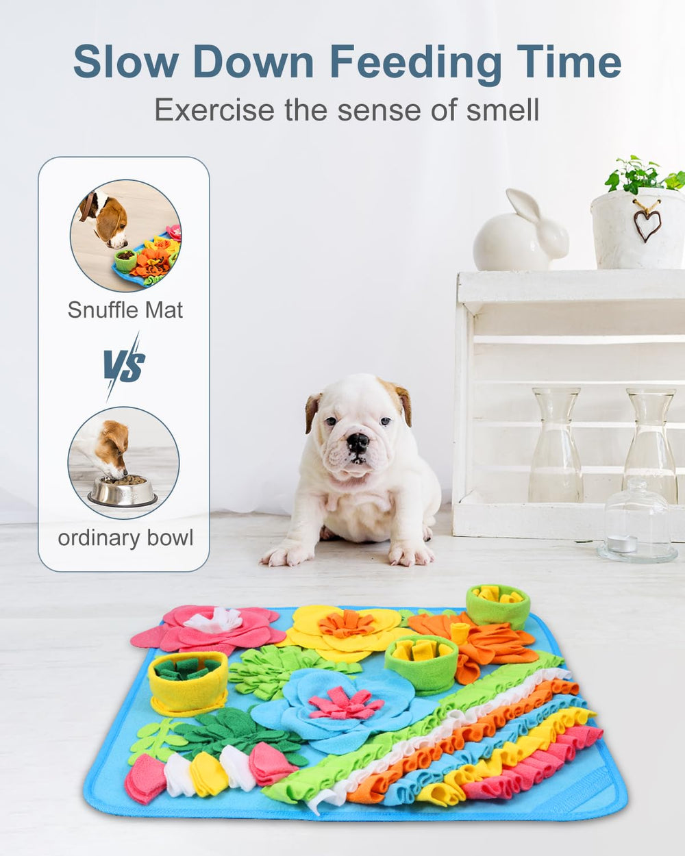 Ankilo Snuffle Mat 20x20 inch size offers spacious hide-and-seek fun for dogs.