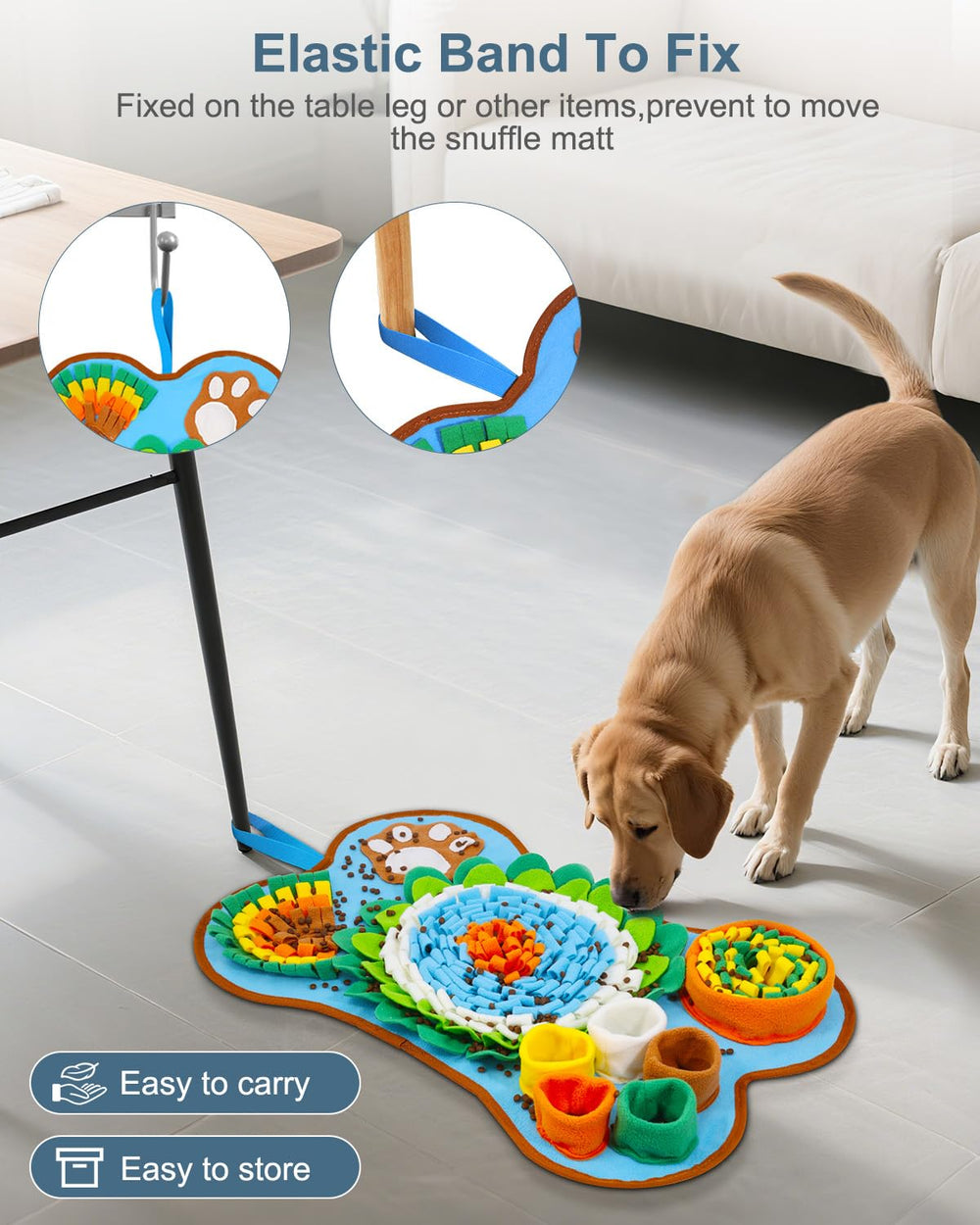 Ankilo snuffle mat features hidden treat games and a squeaker to spark curiosity.