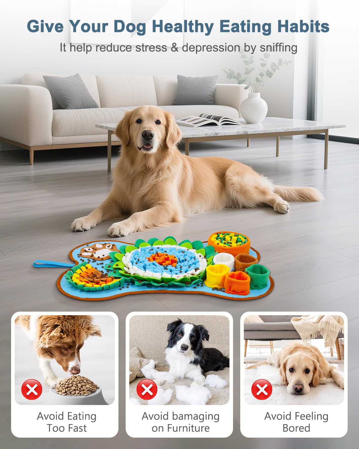 Ankilo snuffle mat as a training tool and furniture-saving distraction.