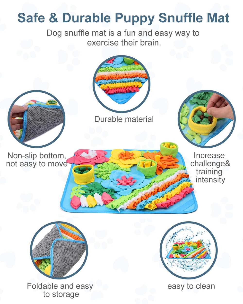 Ankilo Snuffle Mat dog sniffing action demonstrates engagement with treats.