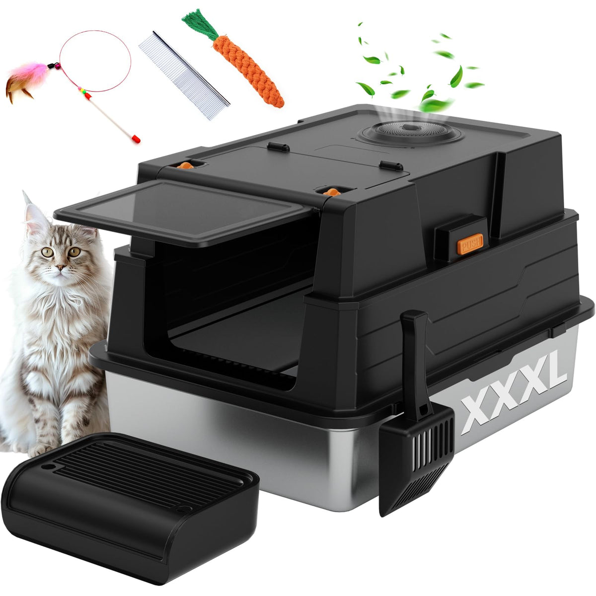ANKJIWZ XXXL litter box cover assembly showing quick setup for easy maintenance.