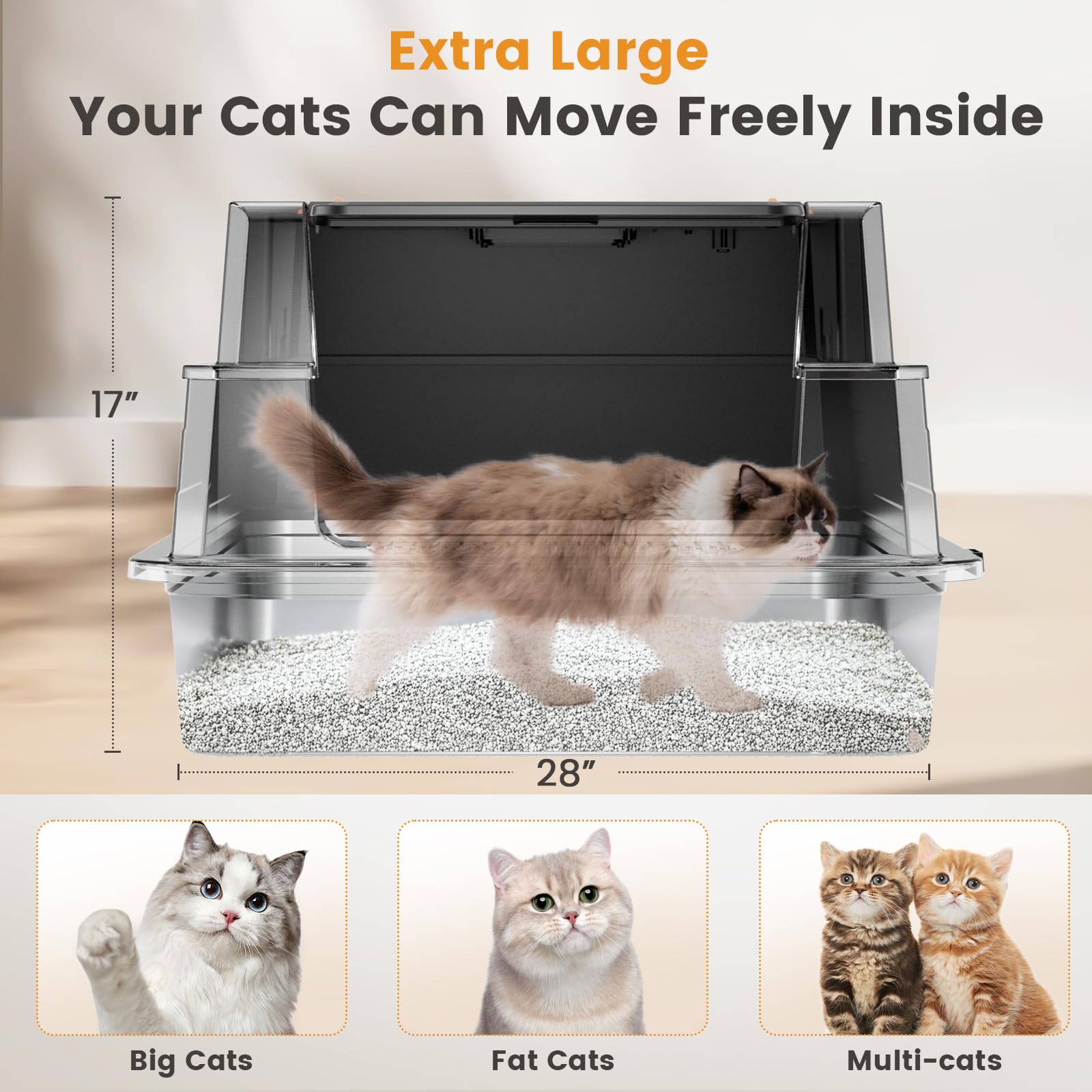 ANKJIWZ XXXL interior view shows spacious room for large or multiple cats.