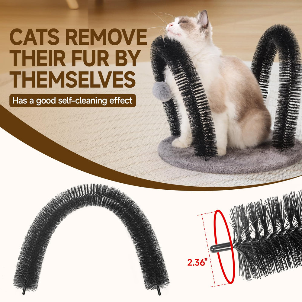 Ankuliy Cat Arch Self Groomer Brushes highlight dual brushes for thorough fur grooming.