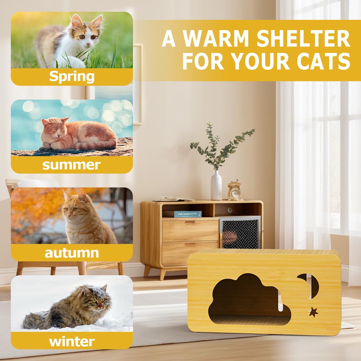 ankuliy cat scratcher doubles as a cozy rest space and small condo.
