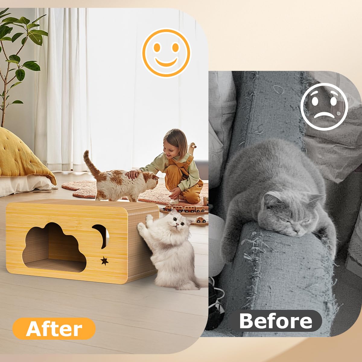 ankuliy cat scratcher corrugated cardboard material offers natural texture for nails and claws.